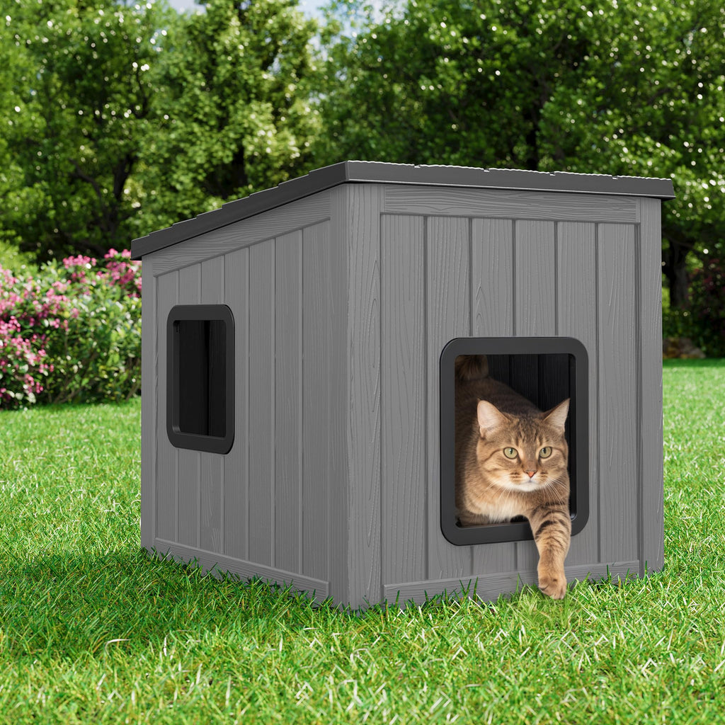 Weatherproof Insulated Resin Outdoor Cat House U51335