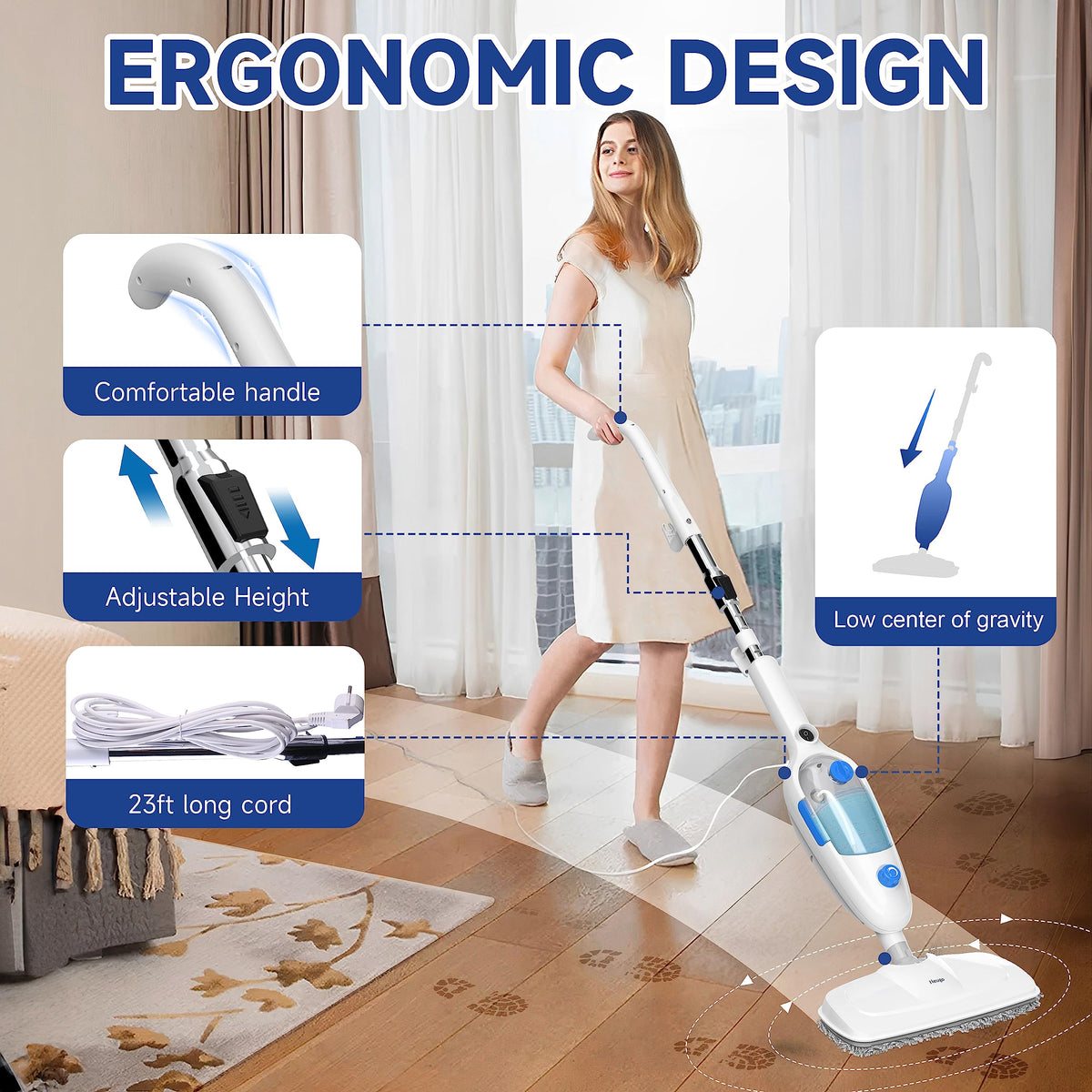 10in1 Handheld Steam Mop with 2 pad E1766