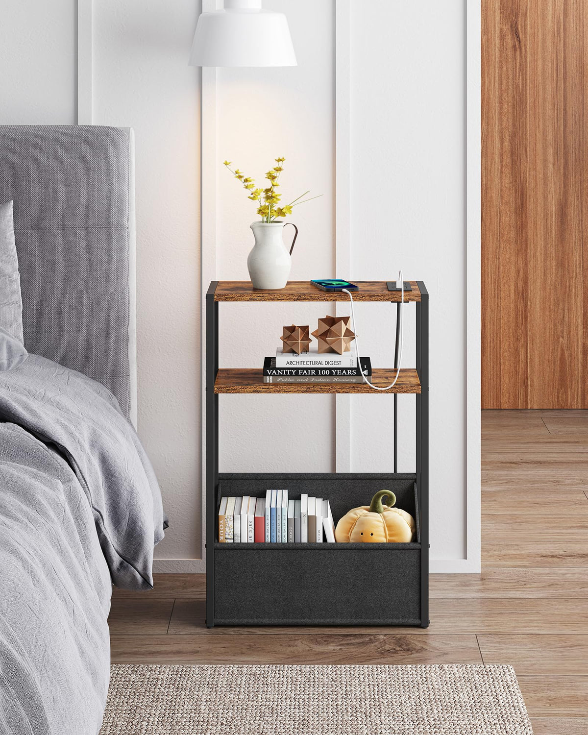 Narrow Side Table with Charging Station B282