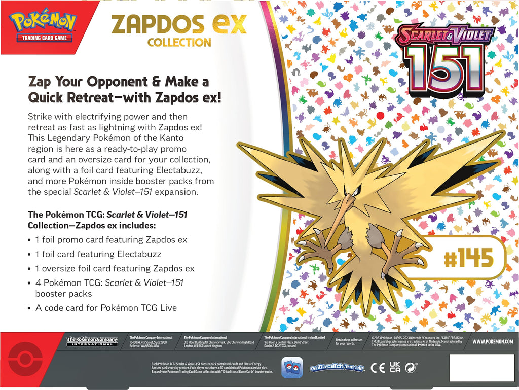 Pokemon TCG 151 Zapdos Ex Box K205
