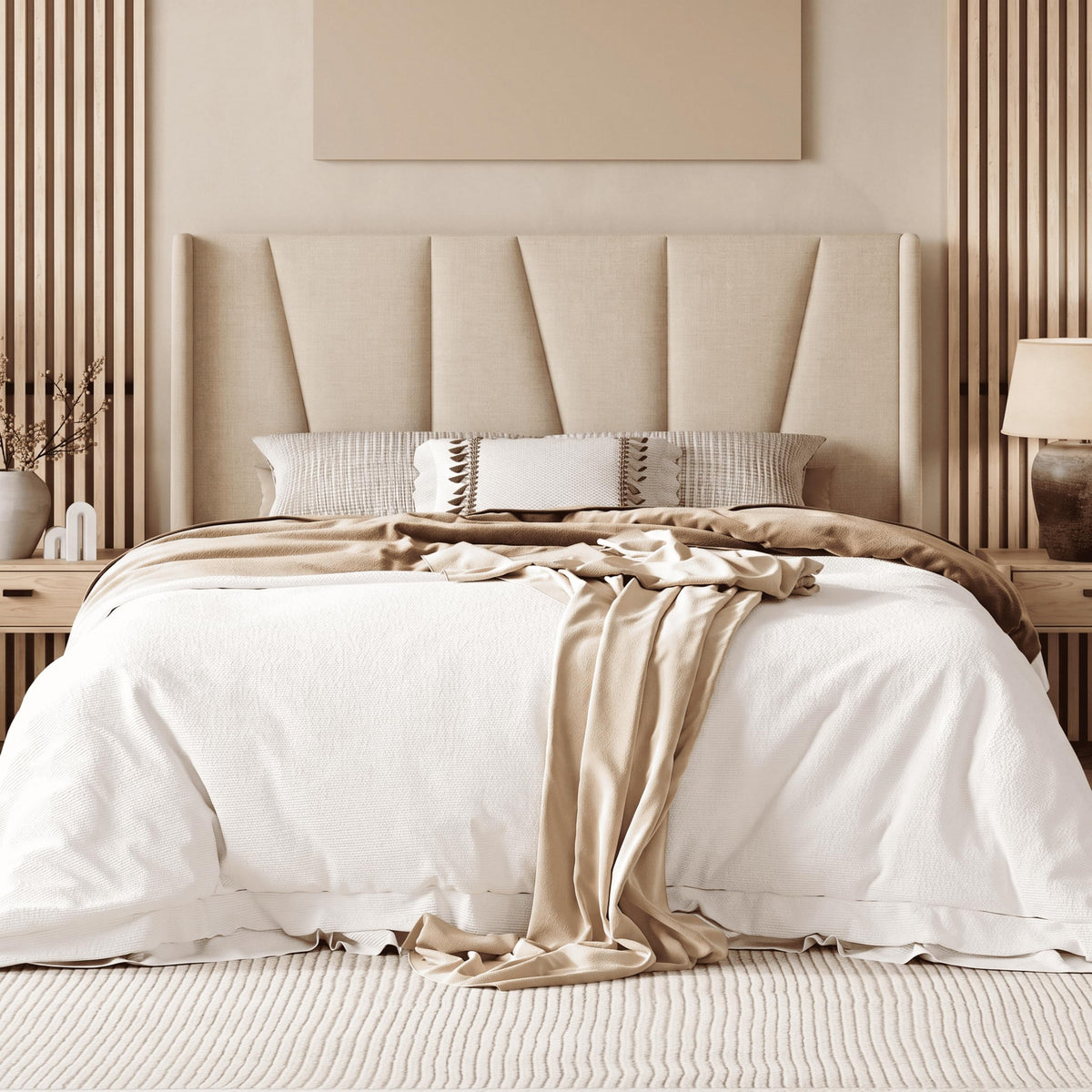 Queen Size Linen Bed Frame with Headboard M91192