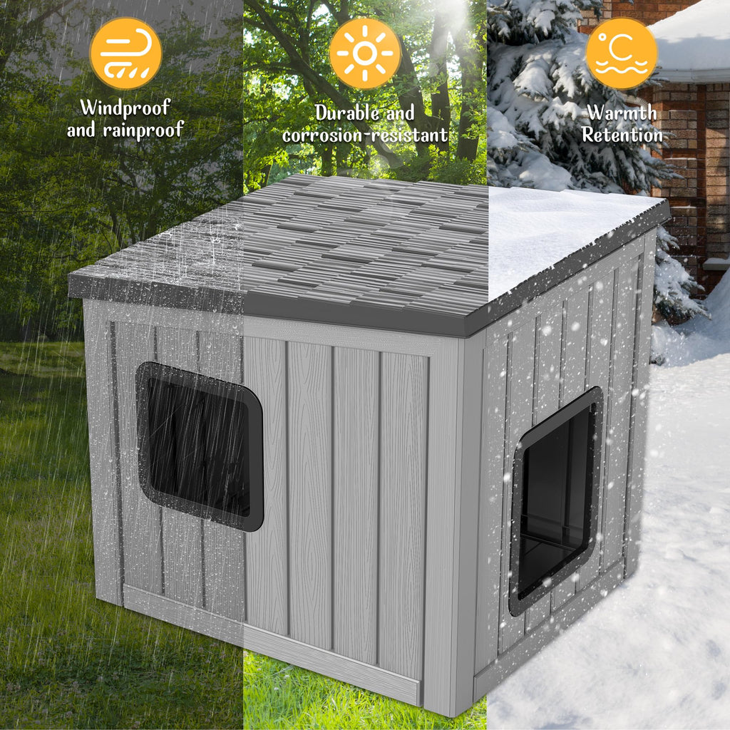 Weatherproof Insulated Resin Outdoor Cat House U51335