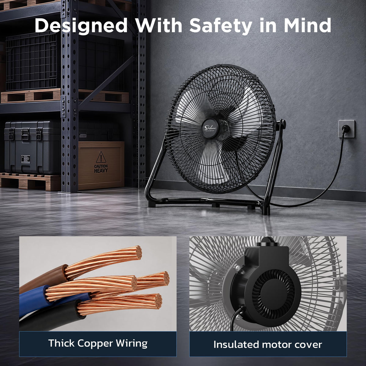 20 Inch 3-Speed High Velocity Metal Floor Fan I6905