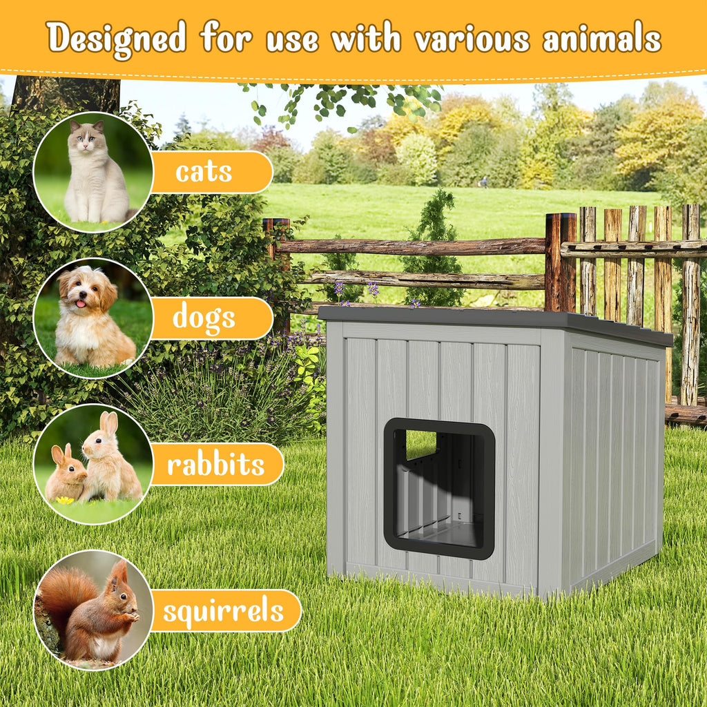Weatherproof Insulated Resin Outdoor Cat House U51335