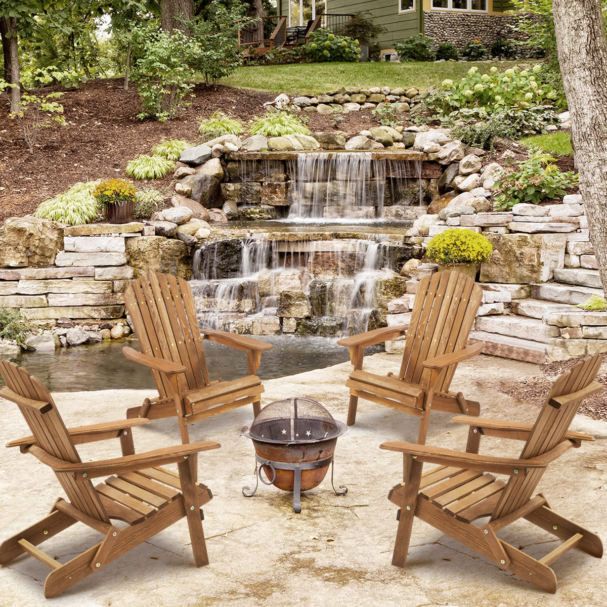 Folding Wood Adirondack Chair Set of 2 R94427