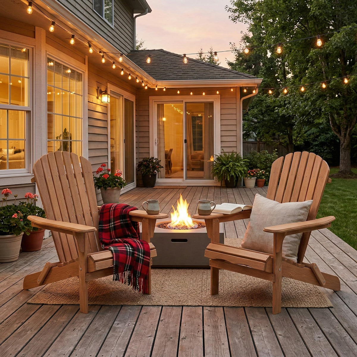 Folding Wood Adirondack Chair Set of 2 R94427