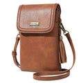 Small Brown Crossbody Bag with Tassel P296050