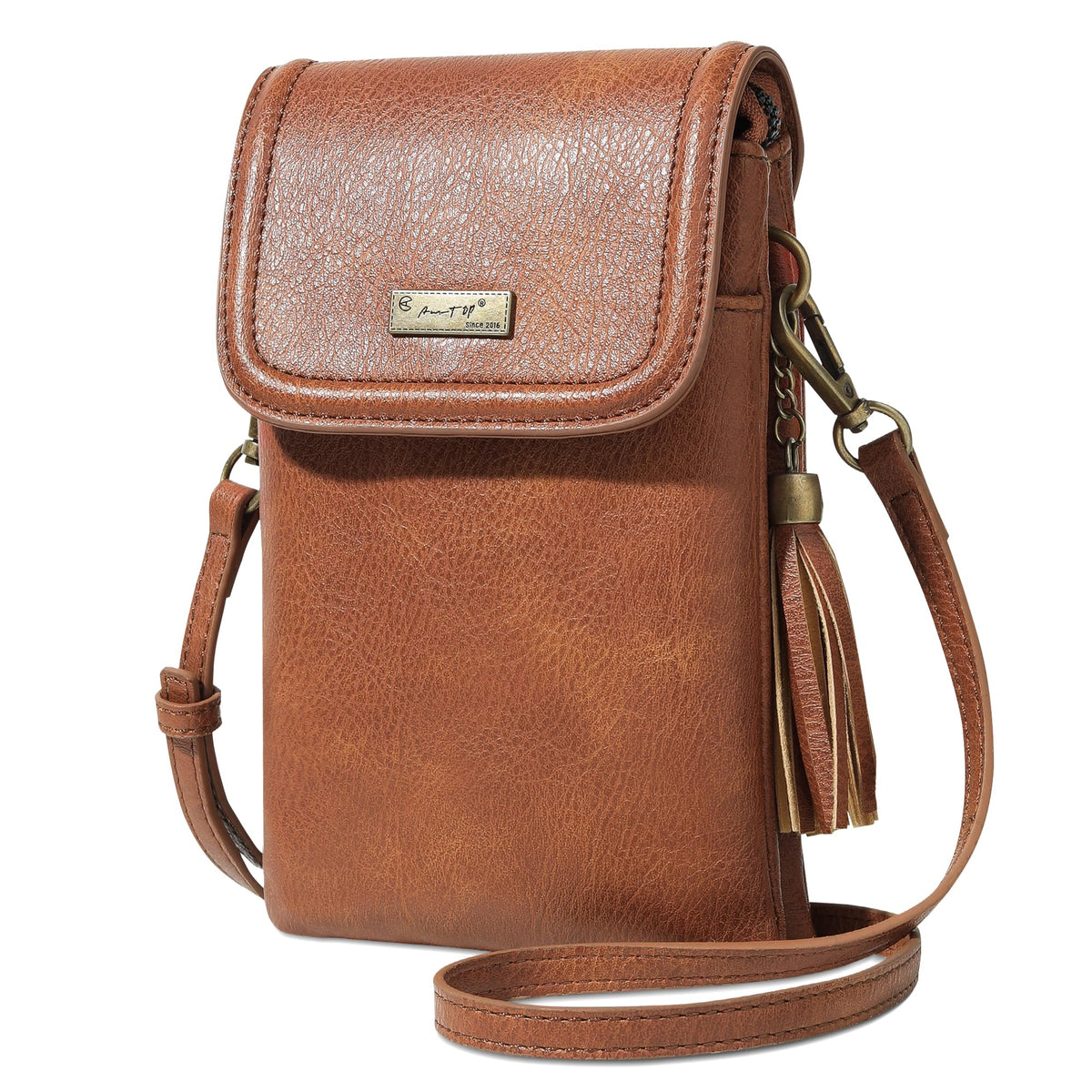 Small Brown Crossbody Bag with Tassel P296050