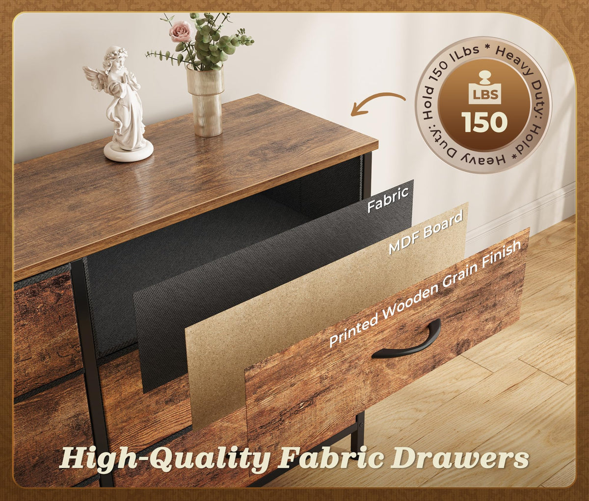 78.7 inch 15 Drawer Fabric Dresser J11349