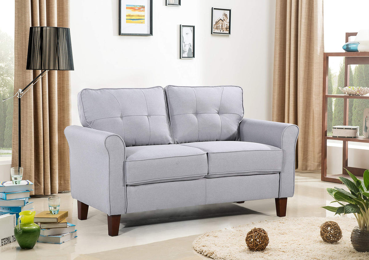 Light Gray Tufted Upholstered Loveseat Sofa H35877