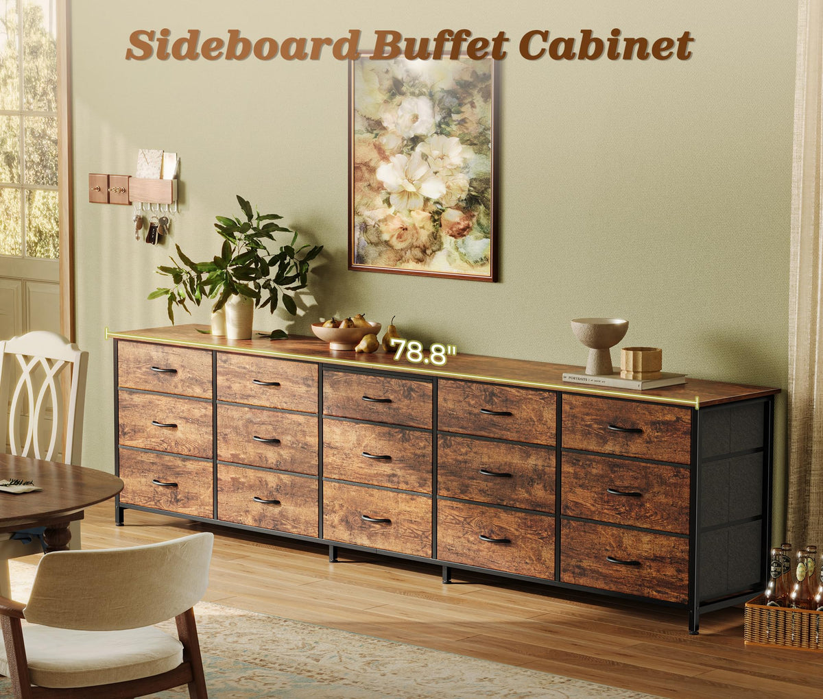 78.7 inch 15 Drawer Fabric Dresser J11349