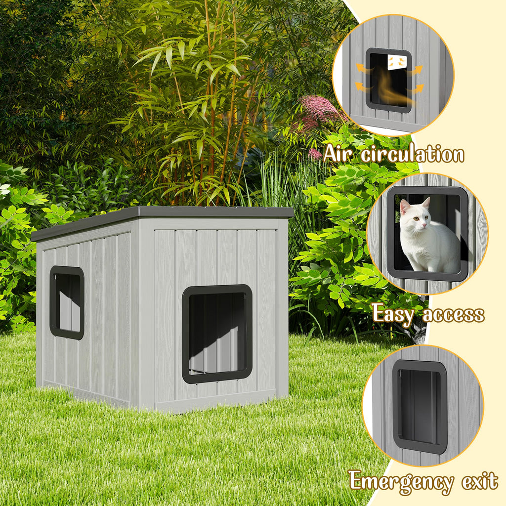 Weatherproof Insulated Resin Outdoor Cat House U51335