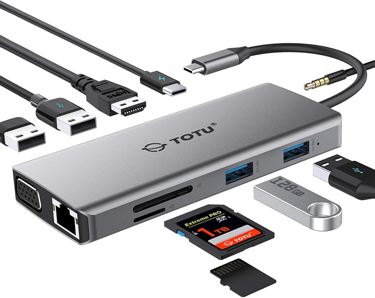 11-in-1 USB C Hub with Ethernet, 4K HDMI, Card Reader M396