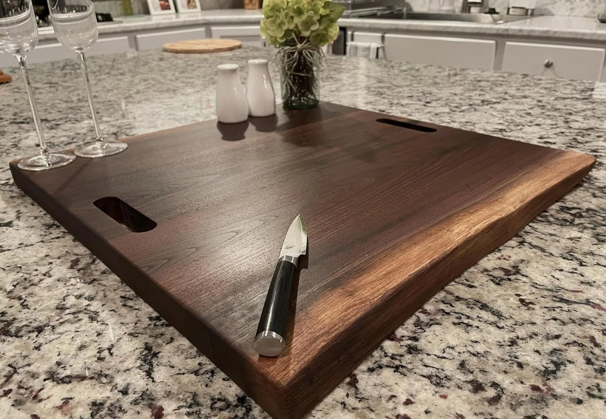 Black Walnut Live Edge Wood Serving Platter Q701