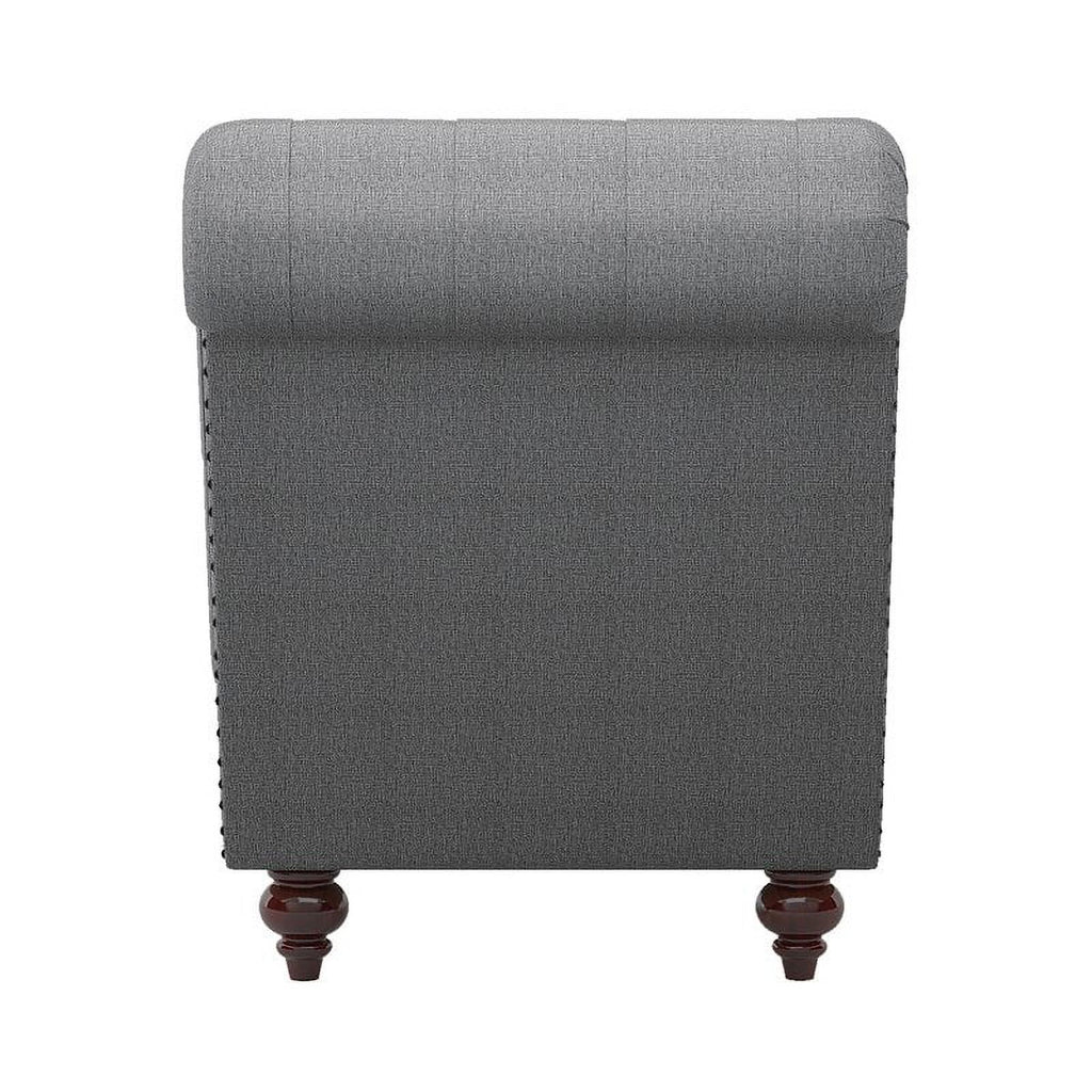Dark Gray Wood & Fabric Chaise with 1 Bolster Pillow R354