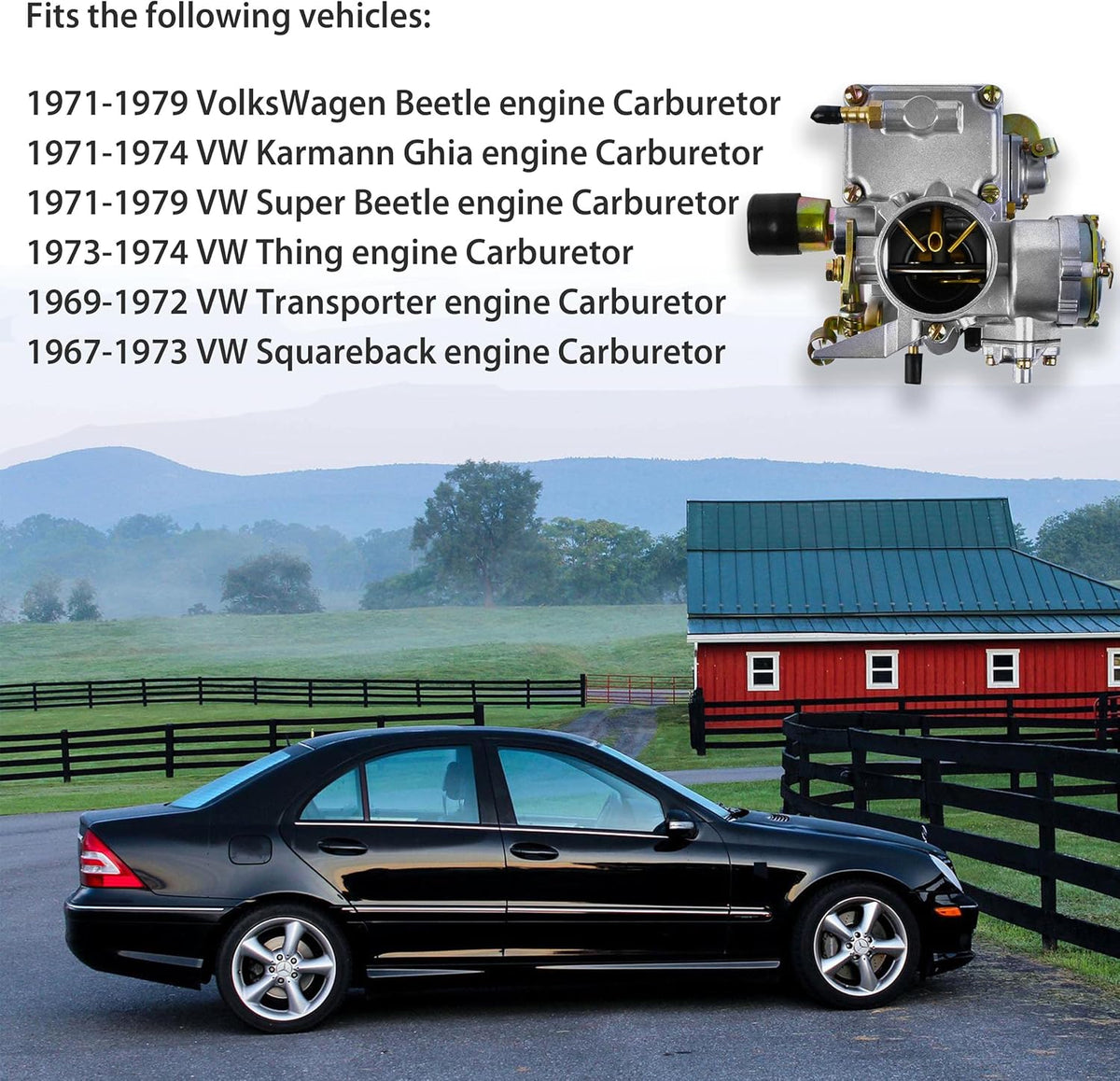 Carburetor for VW Beetles 1971-1979 Dual Port 1600cc Engine 12V Air Cooled Type 1 Engines Automatic Choke Pack of 2 X6066
