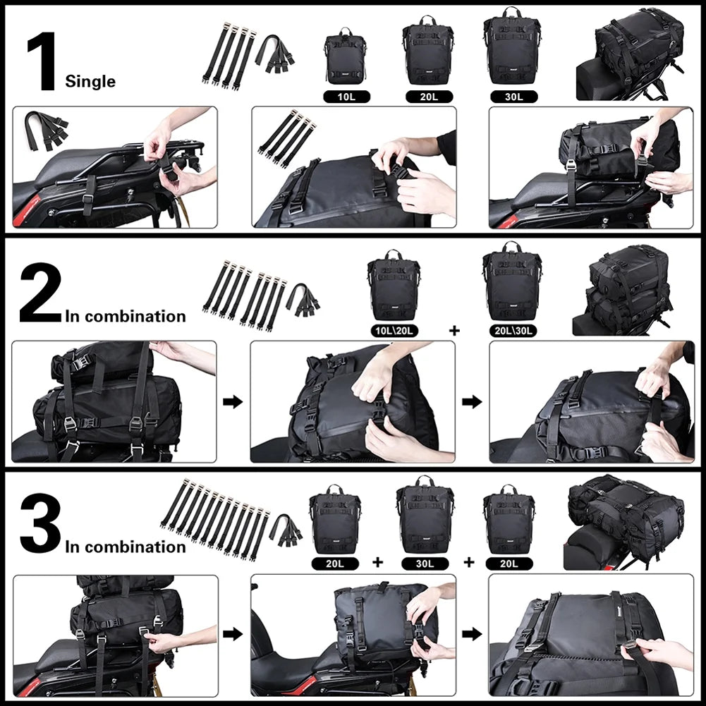 Waterproof Motorcycle Saddle Rack Trunk Luggage Bag D71700